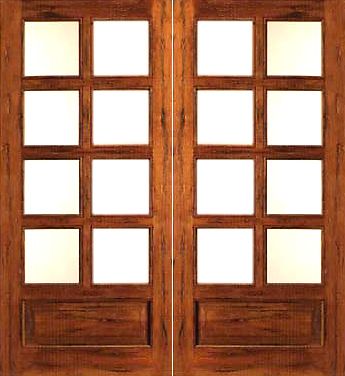 WDMA 48x80 Door (4ft by 6ft8in) Interior Barn Tropical Hardwood Rustic-8-lite-P/B Solid 1 Panel IG Glass Double Door 1