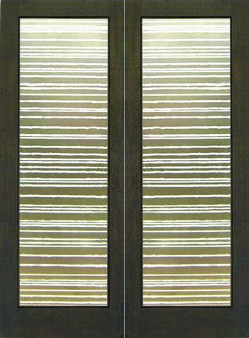 WDMA 48x84 Door (4ft by 7ft) Interior Swing Mahogany Contemporary Double Door 1-Lite FG-13 Clouds Glass 1