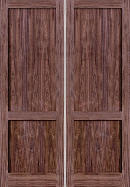 WDMA 48x96 Door (4ft by 8ft) Interior Walnut 96in 2 Panel Square Sticking Compression Fit Double Door 1
