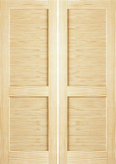 WDMA 48x96 Door (4ft by 8ft) Interior Barn Pine 96in Louver/Louver Clear Double Door 1