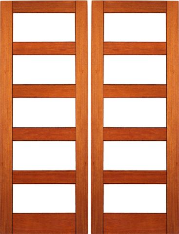 WDMA 48x96 Door (4ft by 8ft) Interior Swing Mahogany RB-04 Contemporary Clear Glass Double Door 1