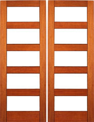 WDMA 48x96 Door (4ft by 8ft) Interior Swing Mahogany RB-04 Contemporary Clear Glass Double Door 1