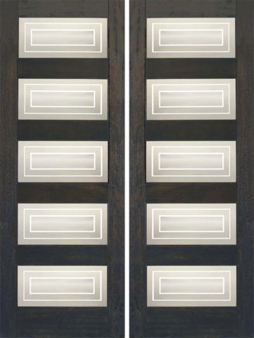 WDMA 48x96 Door (4ft by 8ft) Interior Barn Mahogany RB-06 Contemporary Matte Square Glass Double Door 1