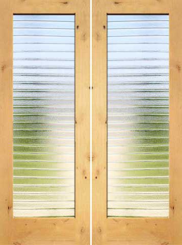 WDMA 48x96 Door (4ft by 8ft) Interior Barn Knotty Alder Modern Double Door 1-Lite FG-7 Deco Bars Glass 1