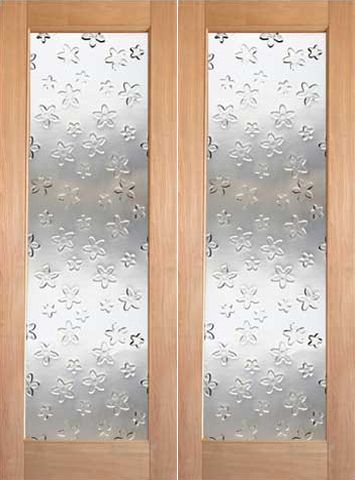 WDMA 48x96 Door (4ft by 8ft) Interior Barn Tropical Hardwood Double Door 1-Lite FG-8 Blooming Glass 1
