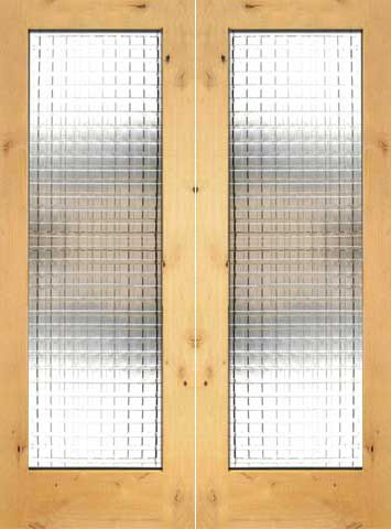 WDMA 48x96 Door (4ft by 8ft) Interior Swing Knotty Alder Double Door 1-Lite FG-10 Weaving Glass 1
