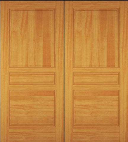 WDMA 52x96 Door (4ft4in by 8ft) Exterior Swing Pine Wood 3 Panel Double Door 1