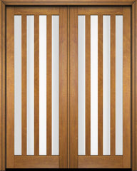 WDMA 52x96 Door (4ft4in by 8ft) Exterior Barn Mahogany Modern Slim 4 Glass Shaker or Interior Double Door 2