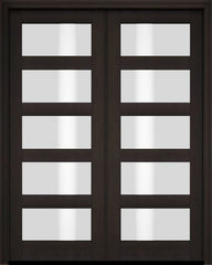 WDMA 52x96 Door (4ft4in by 8ft) Interior Swing Mahogany Modern 5 Lite Shaker Exterior or Double Door 2