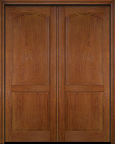 WDMA 52x96 Door (4ft4in by 8ft) Exterior Barn Mahogany 2 Raised Arch Panel Solid or Interior Double Door 4