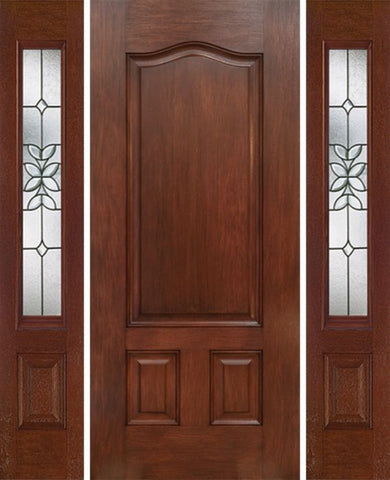 WDMA 54x80 Door (4ft6in by 6ft8in) Exterior Mahogany Three Panel Single Entry Door Sidelights CD Glass 1