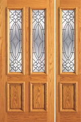 WDMA 54x80 Door (4ft6in by 6ft8in) Exterior Mahogany Sidelight Door Twin Lite Entry Decorative Glass 1