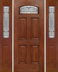 WDMA 54x80 Door (4ft6in by 6ft8in) Exterior Mahogany Camber Top Single Entry Door Sidelights TP Glass 1