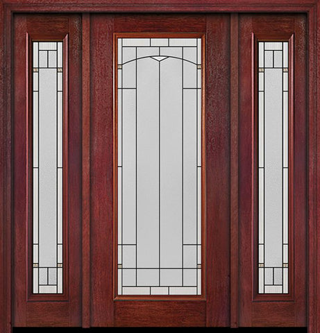 WDMA 54x80 Door (4ft6in by 6ft8in) Exterior Cherry Full Lite Single Entry Door Sidelights Topaz Glass 1