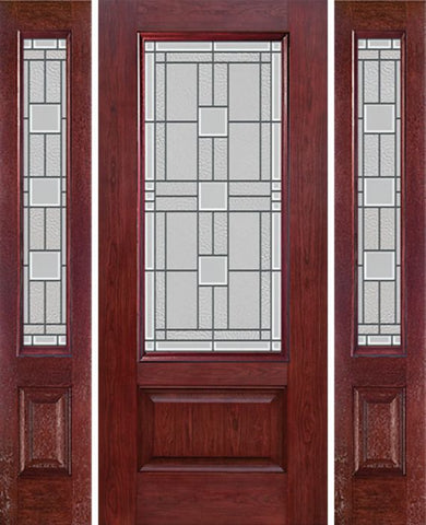 WDMA 54x80 Door (4ft6in by 6ft8in) Exterior Cherry 3/4 Lite 1 Panel Single Entry Door Sidelights MO Glass 1