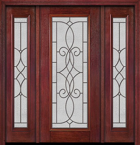 WDMA 54x80 Door (4ft6in by 6ft8in) Exterior Cherry Full Lite Single Entry Door Sidelights Ashbury Glass 1