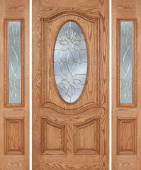 WDMA 58x80 Door (4ft10in by 6ft8in) Exterior Oak Dally Single Door/2side w/ CO Glass - 6ft8in Tall 1
