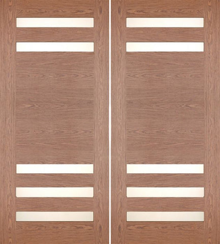 WDMA 60x80 Door (5ft by 6ft8in) Exterior Walnut 5 Lite Slimlite Contemporary Double Entry Door 1