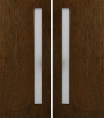 WDMA 60x80 Door (5ft by 6ft8in) Exterior Cherry Contemporary One Vertical Lite Double Entry Door 1
