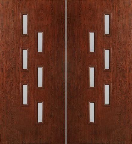 WDMA 60x80 Door (5ft by 6ft8in) Exterior Cherry Contemporary Modern 6 Lite Double Entry Door FC596 1