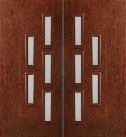 WDMA 60x80 Door (5ft by 6ft8in) Exterior Cherry Contemporary Modern 5 Lite Double Entry Door FC553 1