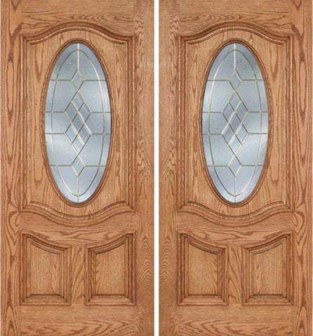 WDMA 60x80 Door (5ft by 6ft8in) Exterior Oak Dally Double Door w/ A Glass - 6ft8in Tall 1