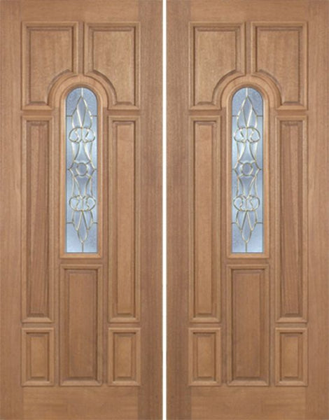WDMA 60x96 Door (5ft by 8ft) Exterior Mahogany Revis Double Door w/ L Glass - 8ft Tall 1