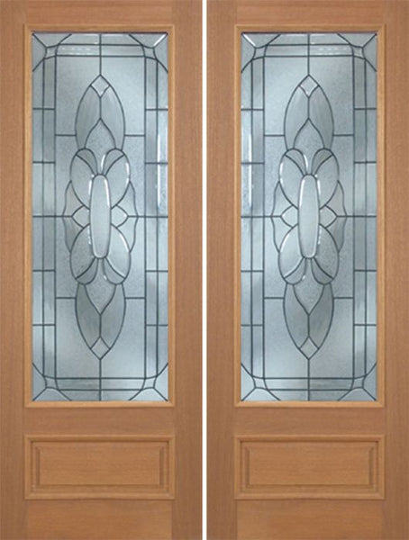 WDMA 60x96 Door (5ft by 8ft) Exterior Mahogany Livingston Double Door w/ BO Glass - 8ft Tall 1