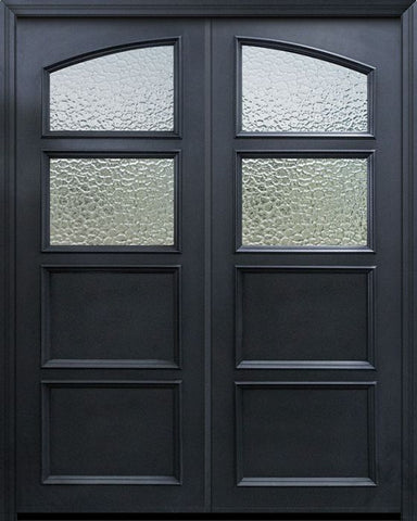 WDMA 60x96 Door (5ft by 8ft) Exterior 96in ThermaPlus Steel 2 Panel Square Top 2 Lite Continental Double Door w/ Textured Glass 1