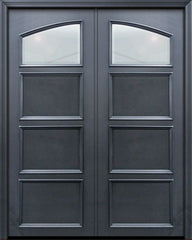 WDMA 60x96 Door (5ft by 8ft) Exterior 96in ThermaPlus Steel 3 Panel Square Top 1 Lite Continental Double Door w/ Beveled Glass 1