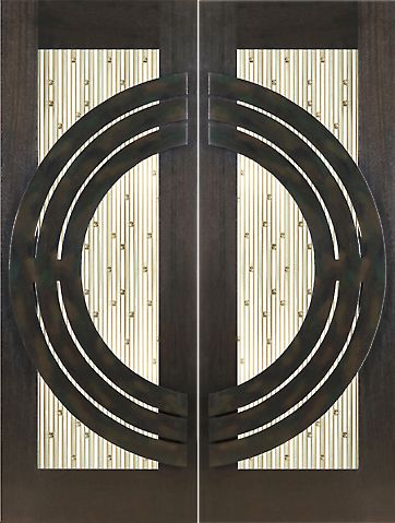 WDMA 60x96 Door (5ft by 8ft) Exterior Mahogany Pair of 2-1/4in Thick Doors Art Glass Iron Work 1