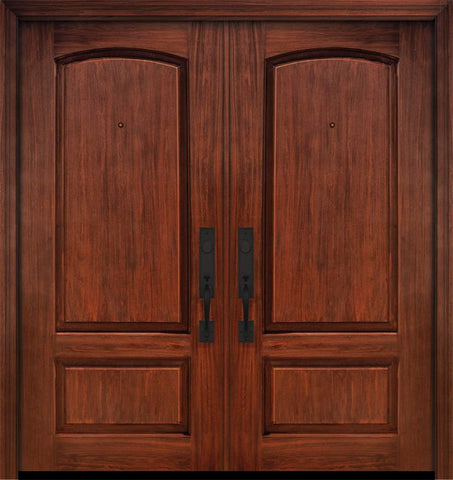 WDMA 64x80 Door (5ft4in by 6ft8in) Exterior Cherry 80in Double 2 Panel Arch or Knotty Alder Door 1