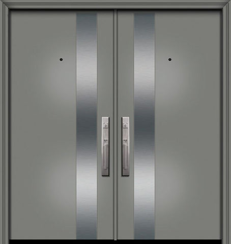 WDMA 64x80 Door (5ft4in by 6ft8in) Exterior Smooth 80in Double Costa Mesa Solid Contemporary Door 1