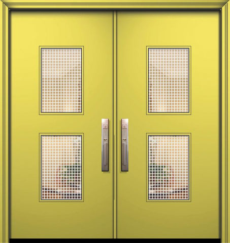 WDMA 64x80 Door (5ft4in by 6ft8in) Exterior Smooth 80in Double Newport Solid Contemporary Door w/Metal Grid 1