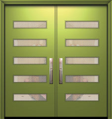 WDMA 64x80 Door (5ft4in by 6ft8in) Exterior Smooth 80in Double Beverly Solid Contemporary Door w/Metal Grid 1