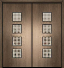 WDMA 64x80 Door (5ft4in by 6ft8in) Exterior Mahogany 80in Double Venice Contemporary Door w/Metal Grid 1