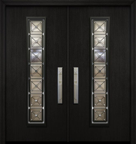 WDMA 64x80 Door (5ft4in by 6ft8in) Exterior Mahogany 80in Double Malibu Solid Contemporary Door with Speakeasy 1