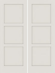 WDMA 64x96 Door (5ft4in by 8ft) Interior Swing Smooth 96in 20 min Fire Rated Primed 3 Panel Shaker Double Door|1-3/4in Thick 1