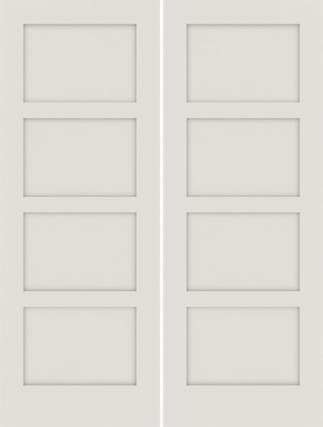 WDMA 64x96 Door (5ft4in by 8ft) Interior Swing Smooth 96in 20 min Fire Rated Primed 4 Panel Shaker Double Door|1-3/4in Thick 1