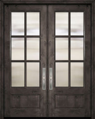 WDMA 64x96 Door (5ft4in by 8ft) Exterior Knotty Alder 96in Double 3/4 Lite 6 Lite SDL Estancia Alder Door 1