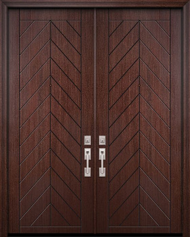 WDMA 64x96 Door (5ft4in by 8ft) Exterior Mahogany 96in Double Chevron Contemporary Door 1