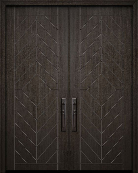WDMA 64x96 Door (5ft4in by 8ft) Exterior Mahogany 96in Double Lynnwood Contemporary Door 1