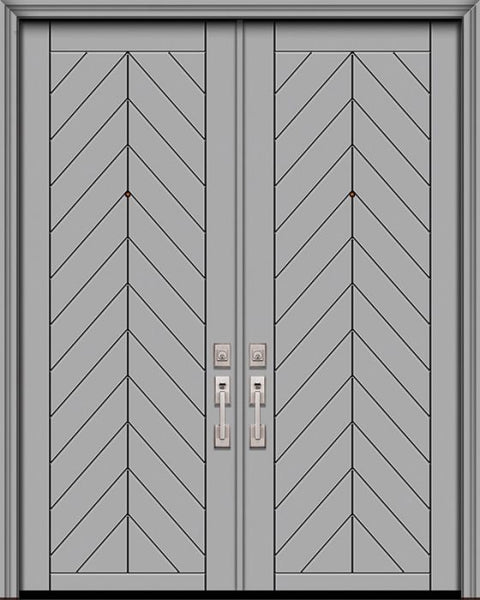 WDMA 64x96 Door (5ft4in by 8ft) Exterior Smooth 96in Double Chevron Solid Contemporary Door 1