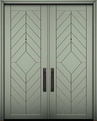 WDMA 64x96 Door (5ft4in by 8ft) Exterior Smooth 96in Double Lynnwood Solid Contemporary Door 1
