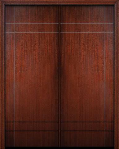 WDMA 64x96 Door (5ft4in by 8ft) Exterior Mahogany 96in Double Inglewood Solid Contemporary Door 1