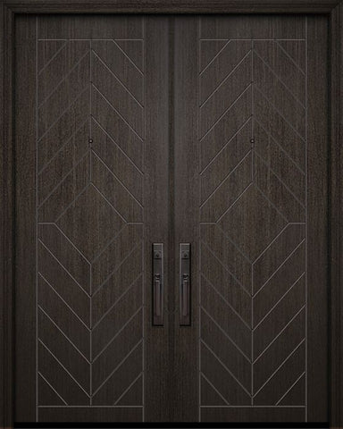 WDMA 64x96 Door (5ft4in by 8ft) Exterior Mahogany IMPACT | 96in Double Lynnwood Solid Contemporary Door 1