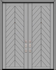 WDMA 64x96 Door (5ft4in by 8ft) Exterior Smooth IMPACT | 96in Double Chevron Solid Contemporary Door 1