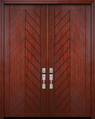 WDMA 64x96 Door (5ft4in by 8ft) Exterior Mahogany IMPACT | 96in Double Chevron Solid Contemporary Door 1