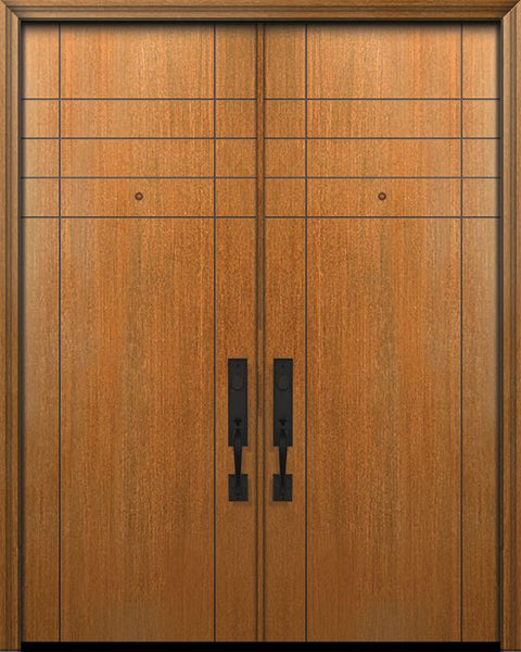 WDMA 64x96 Door (5ft4in by 8ft) Exterior Mahogany IMPACT | 96in Double Fleetwood Solid Contemporary Door 1
