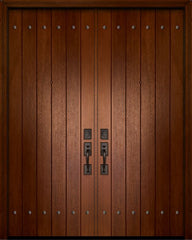 WDMA 64x96 Door (5ft4in by 8ft) Exterior Mahogany IMPACT | 96in Double Plank Door with Clavos 1